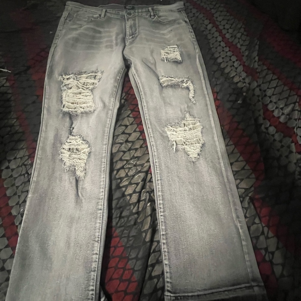 Distressed Gray Jeans